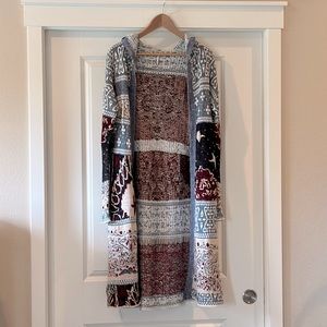 Free People Duster style cardigan cotton sweater, Red/White/Blue! Size XS Used